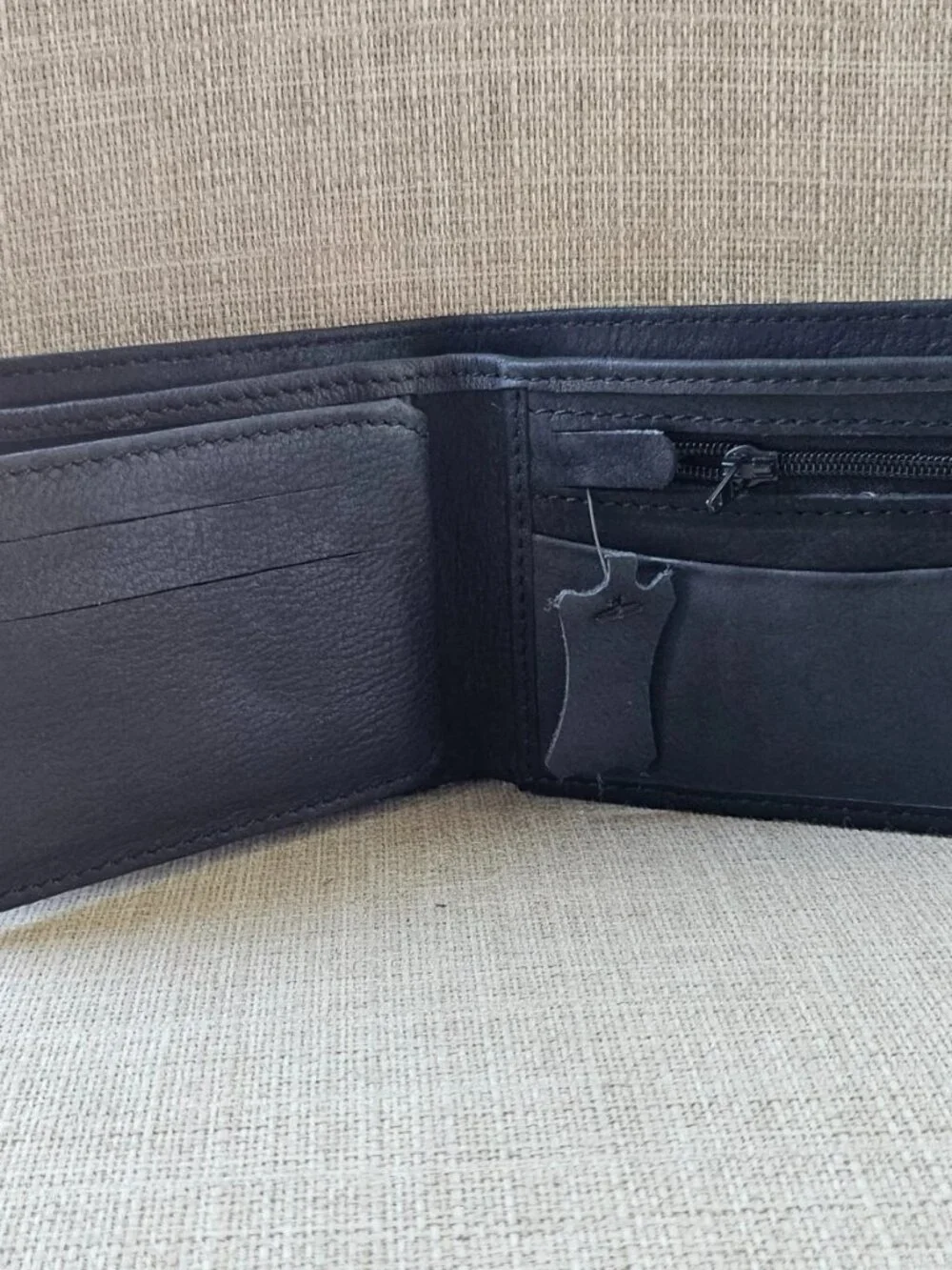 Handcrafted Wallet Billfold Black Genuine Leather Handmade Cardholder W/ Snap